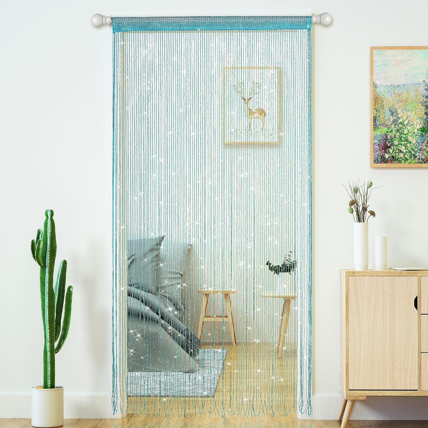 Glitter Beaded Curtain Panel for Doorways and Windows