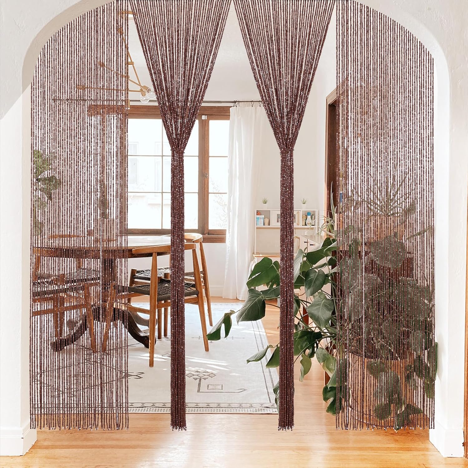 BECHAEO 90 Strands Bamboo Beaded Curtain Doorway