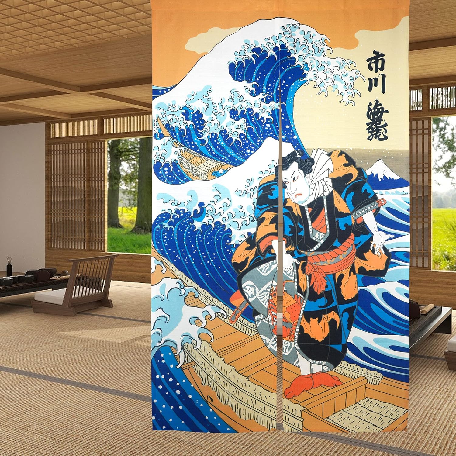 LIGICKY Noren Curtain The Great Wave Door Divider