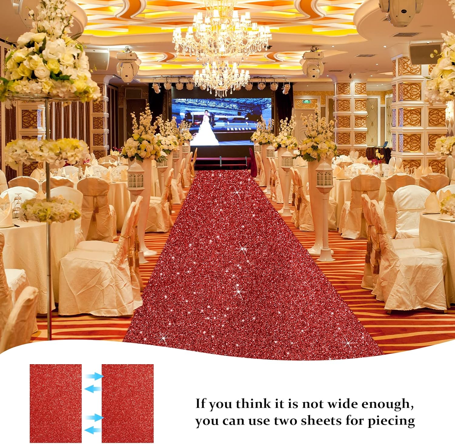 Tatuo Glitter Red Carpet Runner with Tape