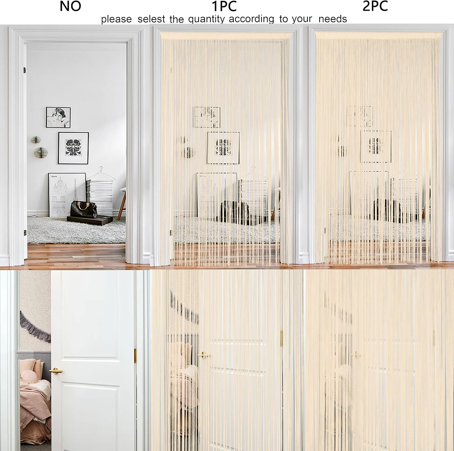 Boho Fringe Door Curtain with Tassel and String 39x79in