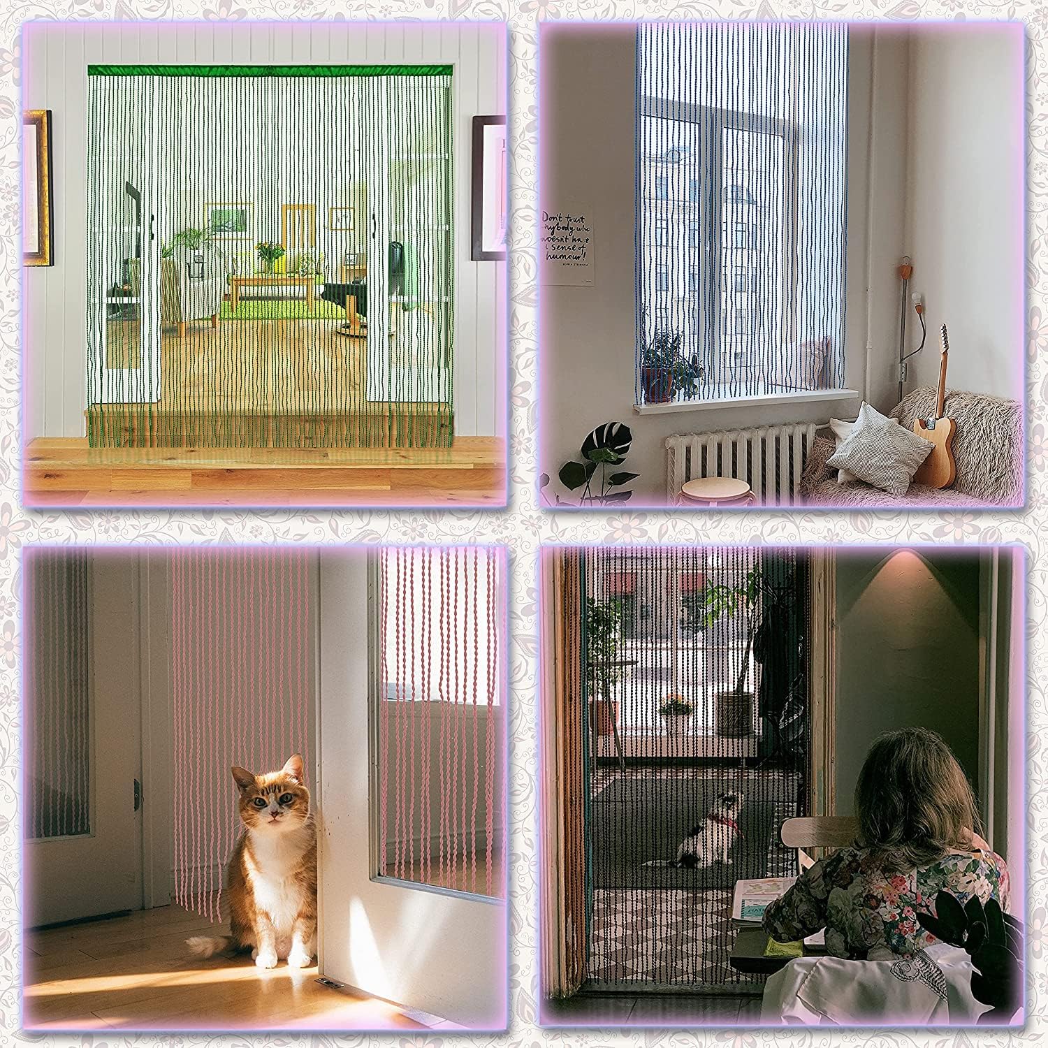 Boho Spaghetti String Curtain Panel Light Beige