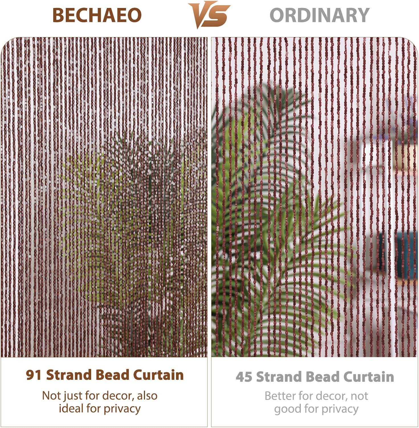 BECHAEO 90 Strands Bamboo Beaded Curtain Doorway
