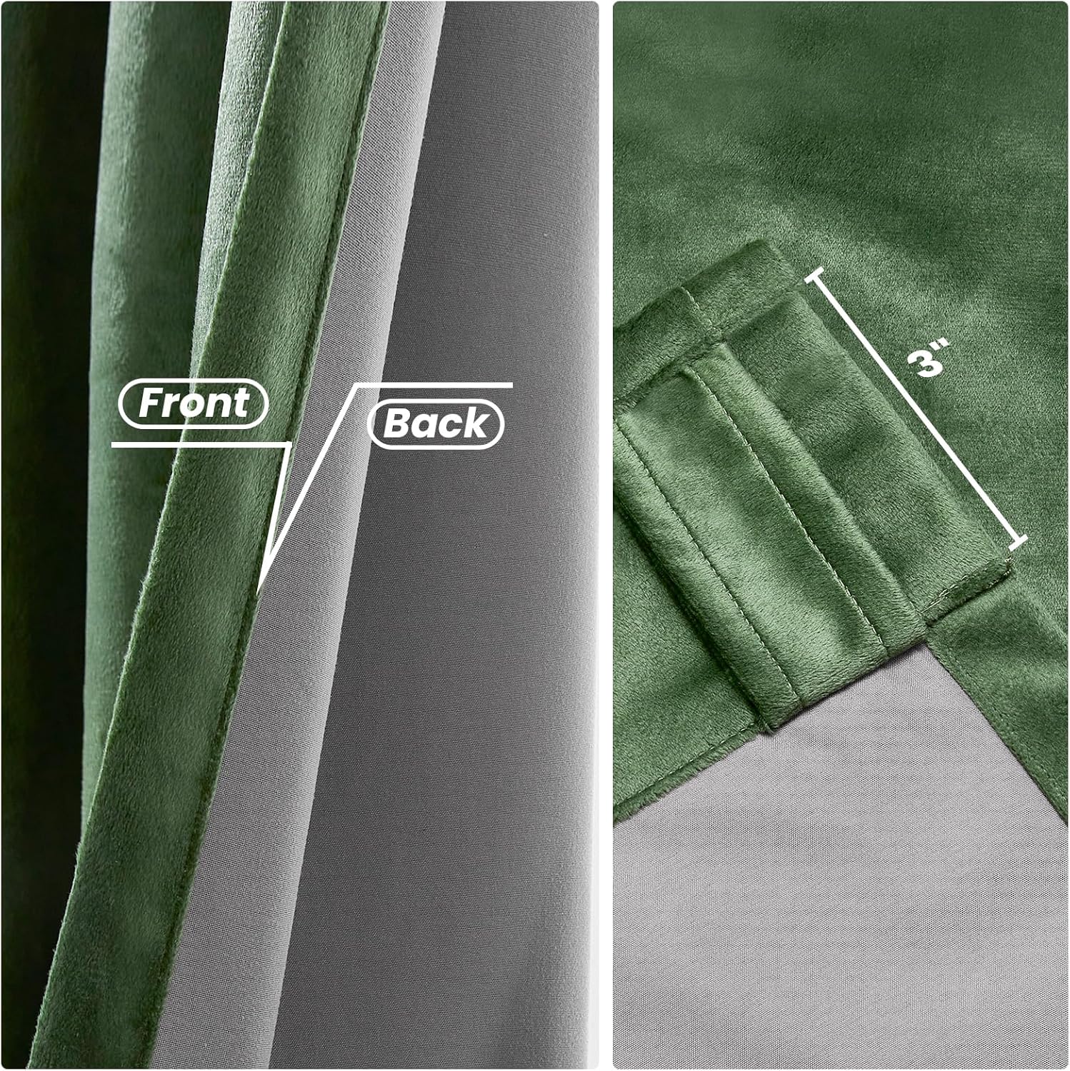Green Velvet Curtains 84 Inches 2 Panels Blackout Drapes