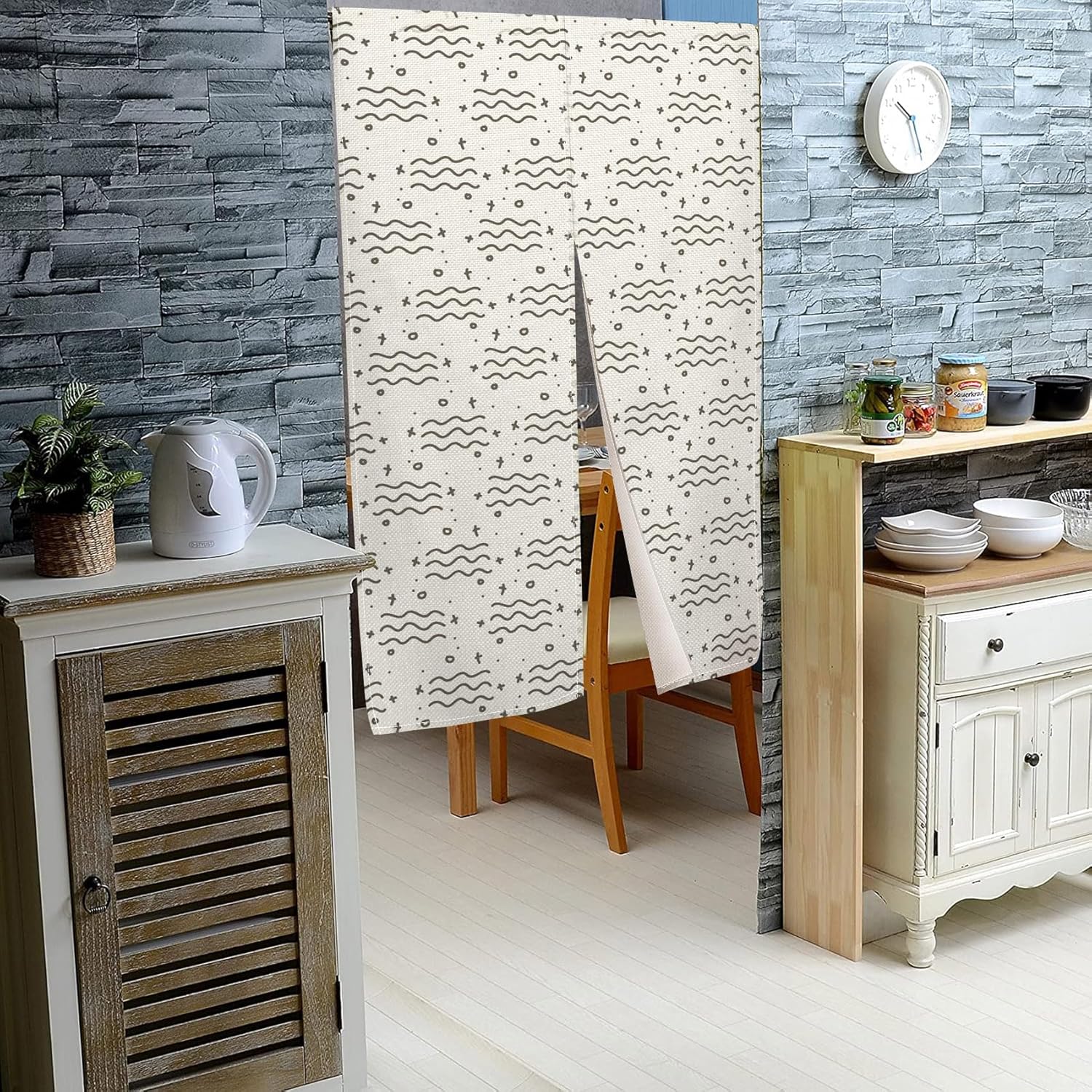 Japanese Noren Door Curtain with Simple Drawings