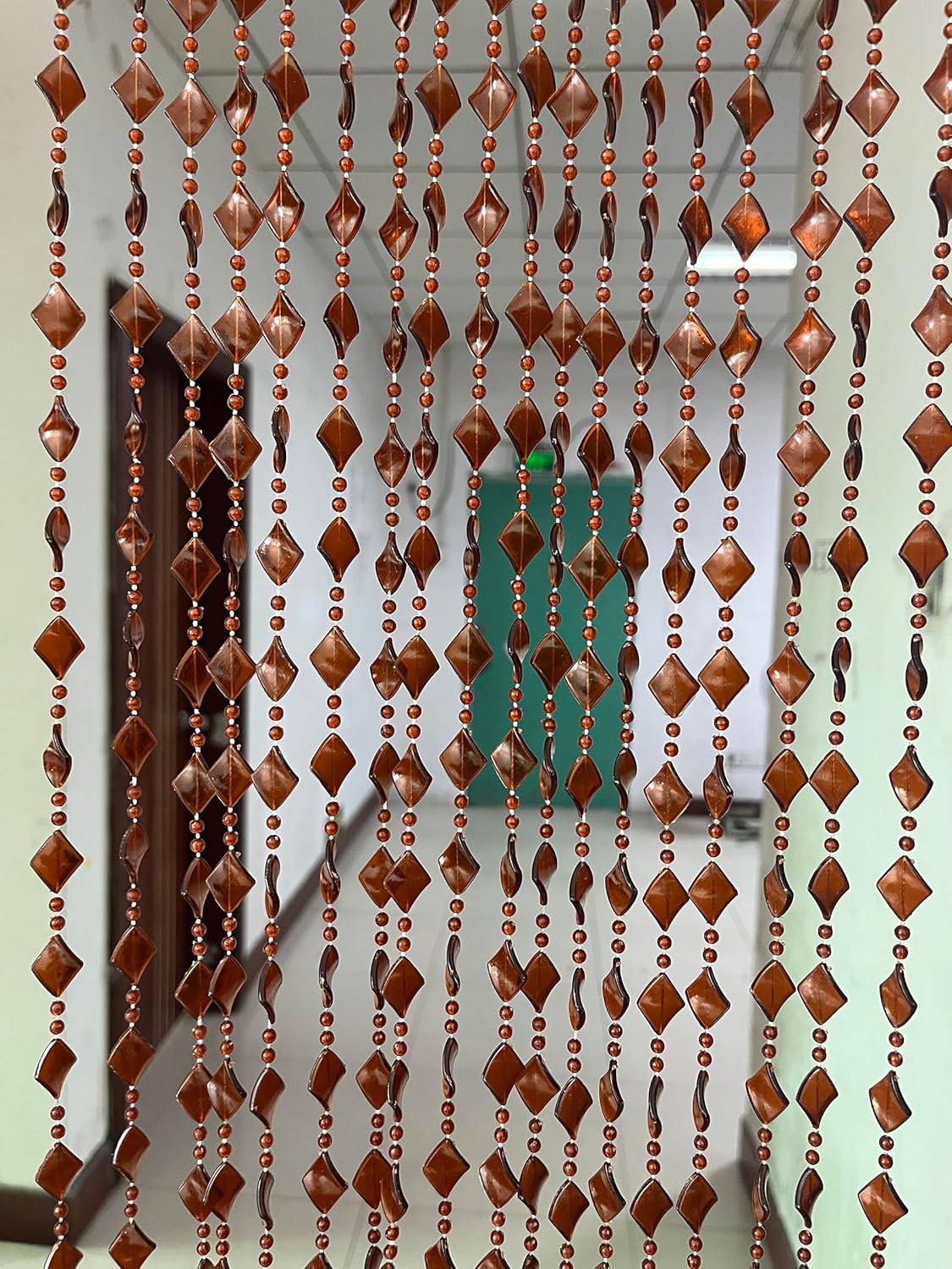 ZiDeTang Maple Leaf Beaded Curtain Panel 393x767 in Brown