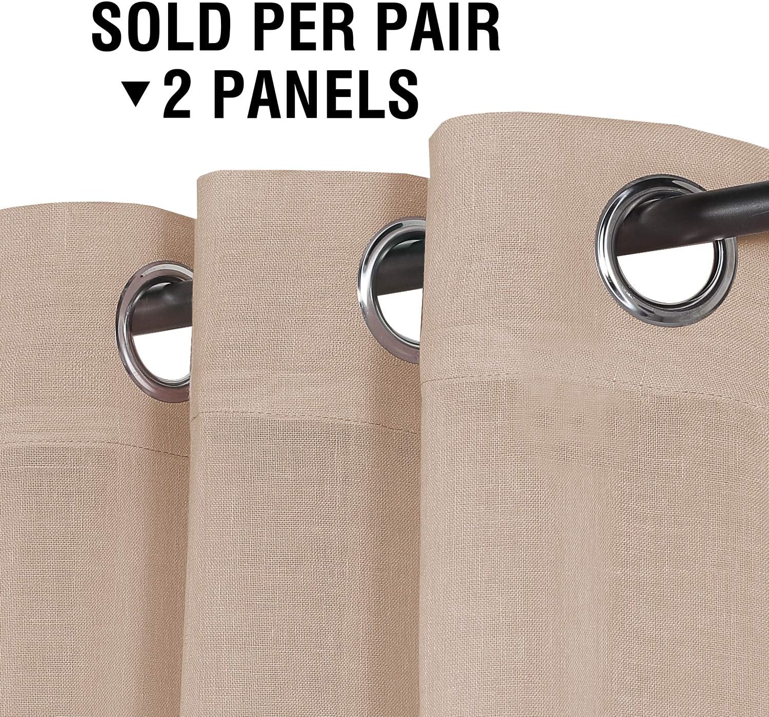 Linen Sheer Curtains 84 Inch Long Grommet Panels for Living Room