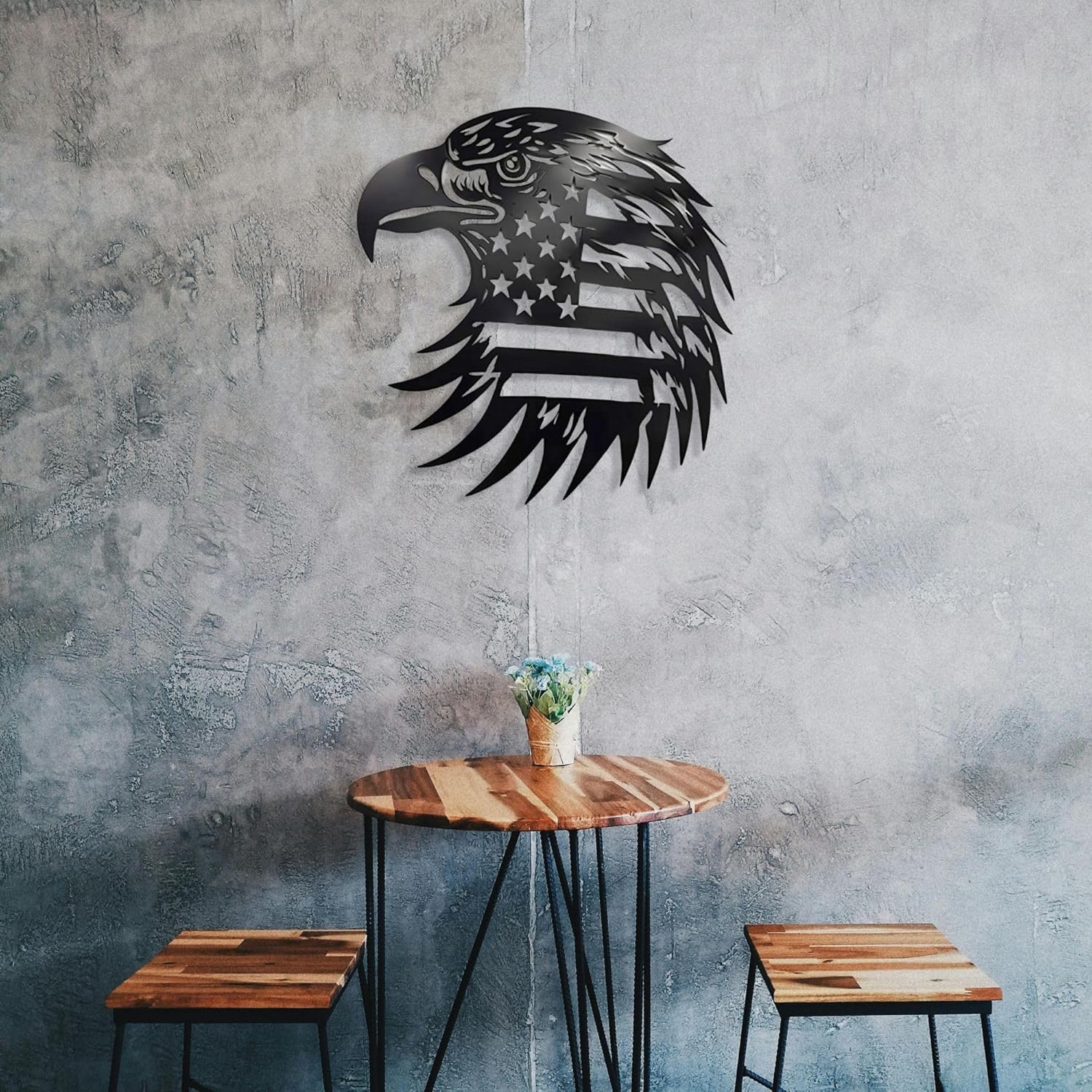 Patriotic Bald Eagle Flag Metal Wall Art 40 Inch
