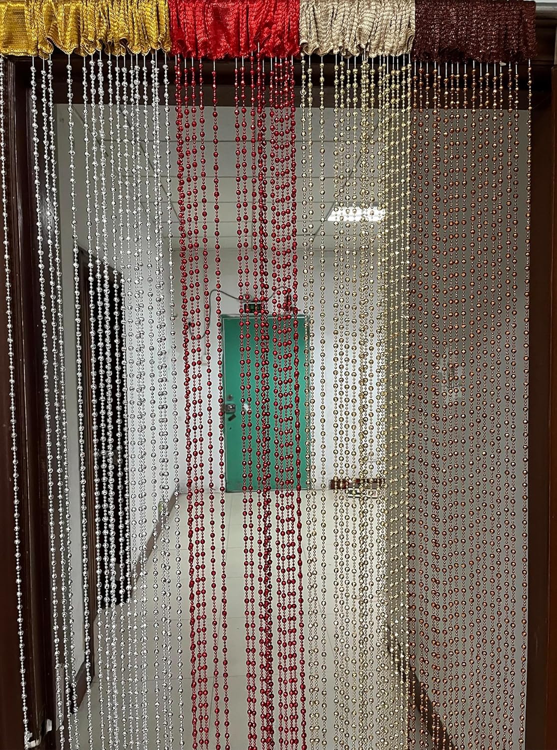 ZiDeTang Sparkling Plastic Diamond Beaded Door Curtain Panel Red