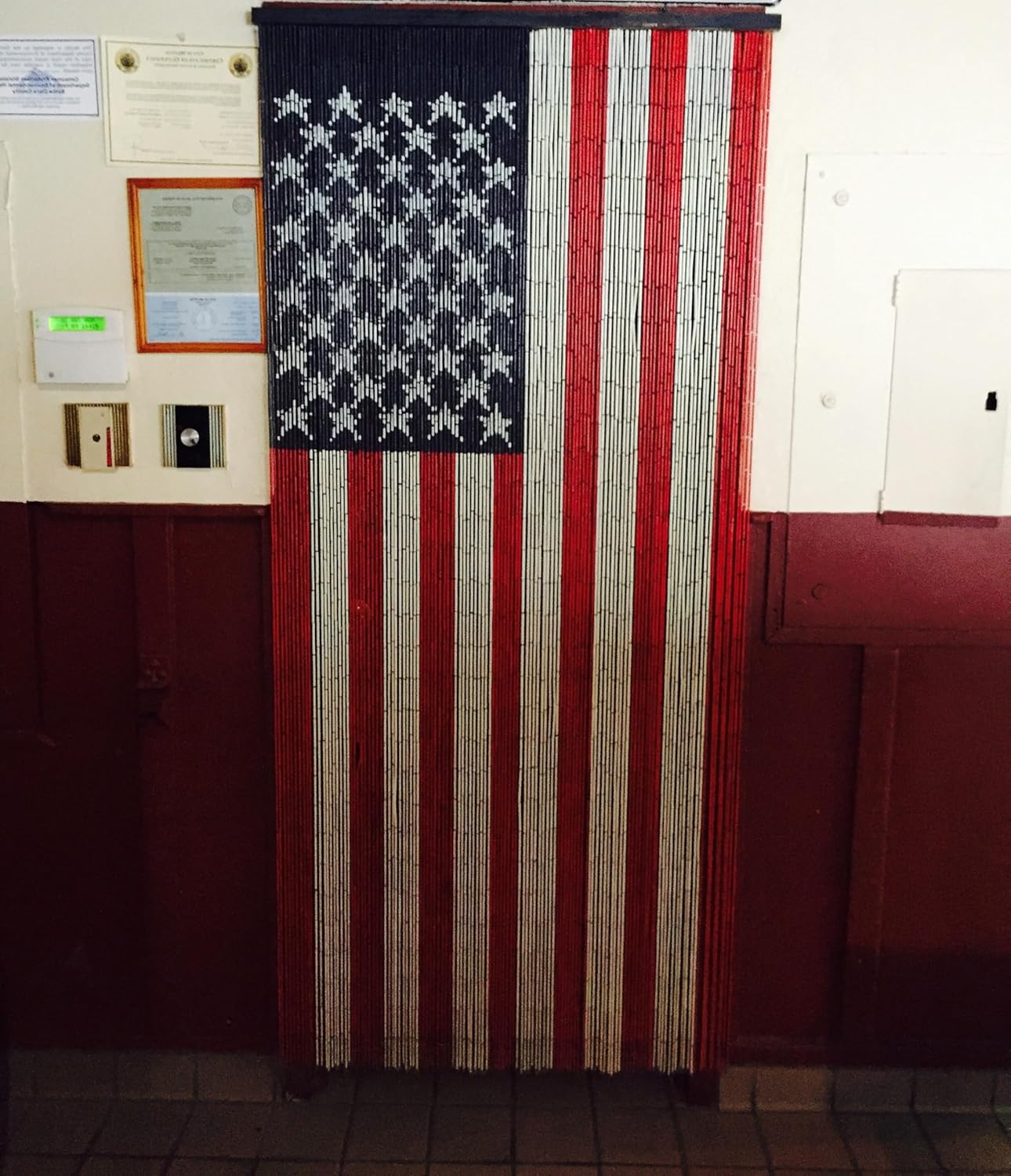 125 Strand American Flag Beaded Curtain with Hanging Hardware