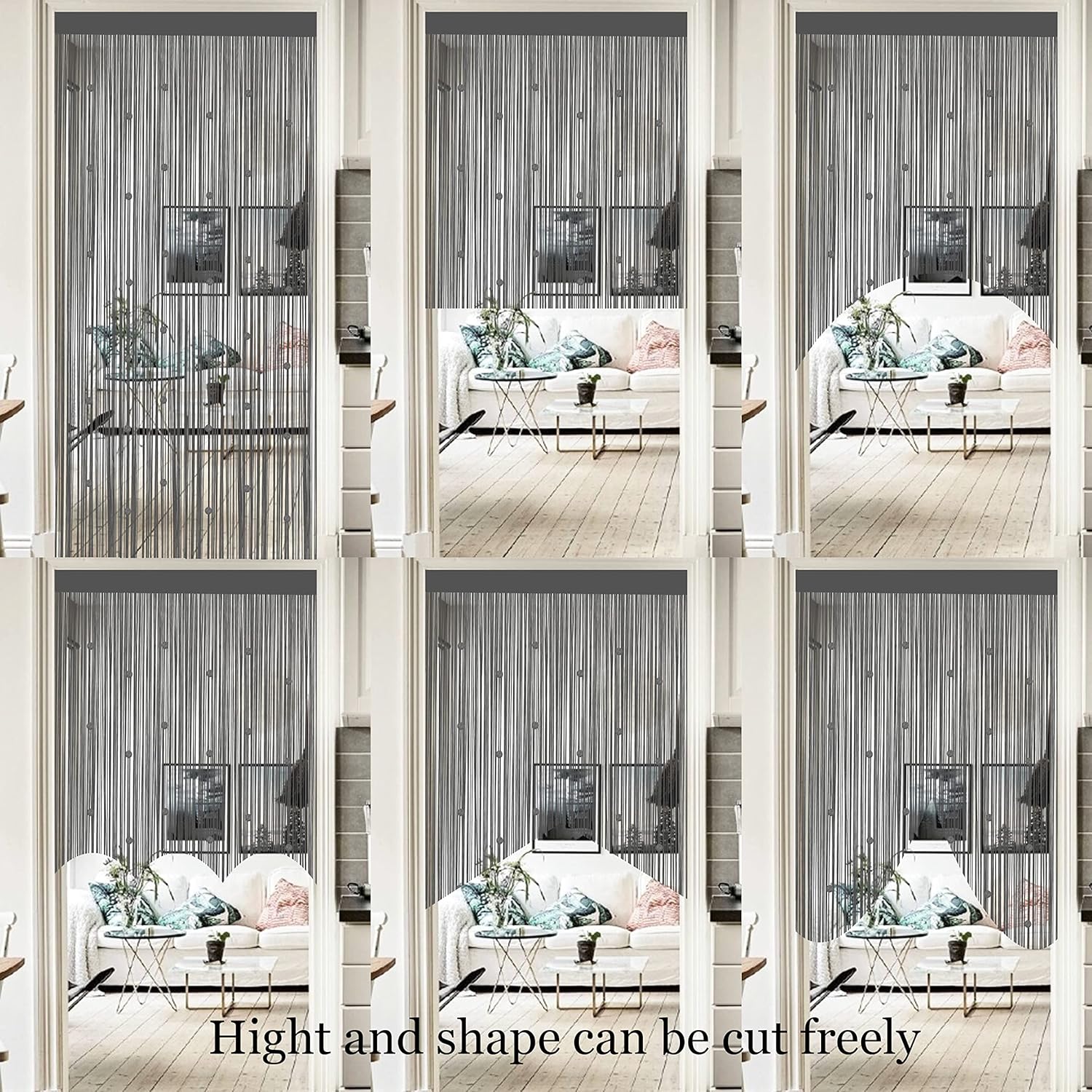 Beads Curtain Door String Curtains Grey 39x110in