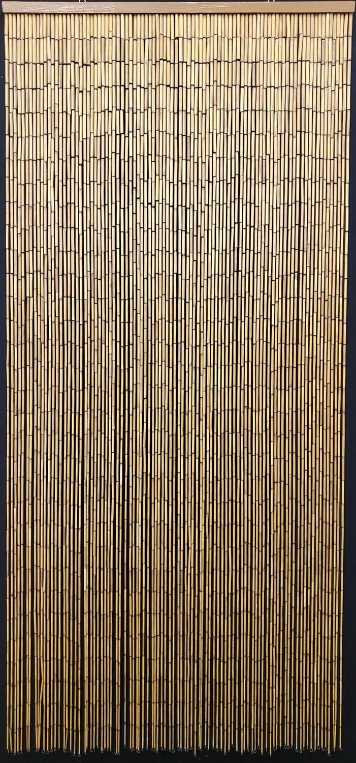 ABeadedCurtain Real 125 Strand Bamboo Beaded Curtain with Hanging Hardware