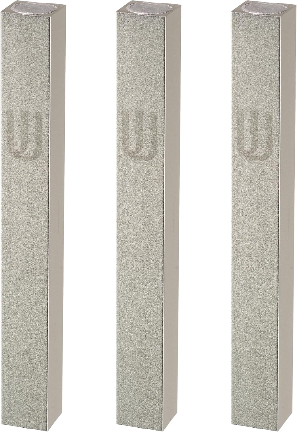 3 Piece Aluminum Mezuzah Case - Silver Matte Modern Design