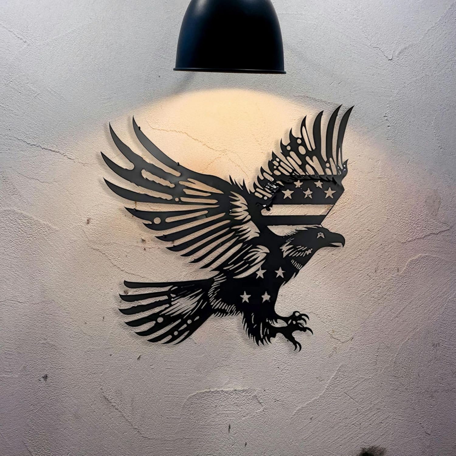 Patriotic Bald Eagle Metal Flag Wall Art 40 Inch