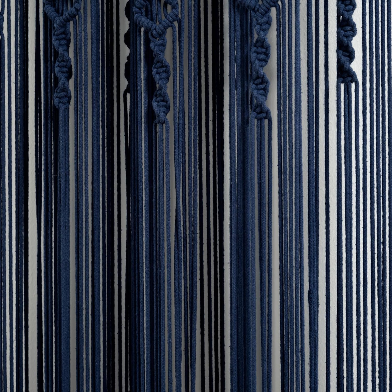 Boho Macrame Cotton Curtain Panel 40x84 Navy