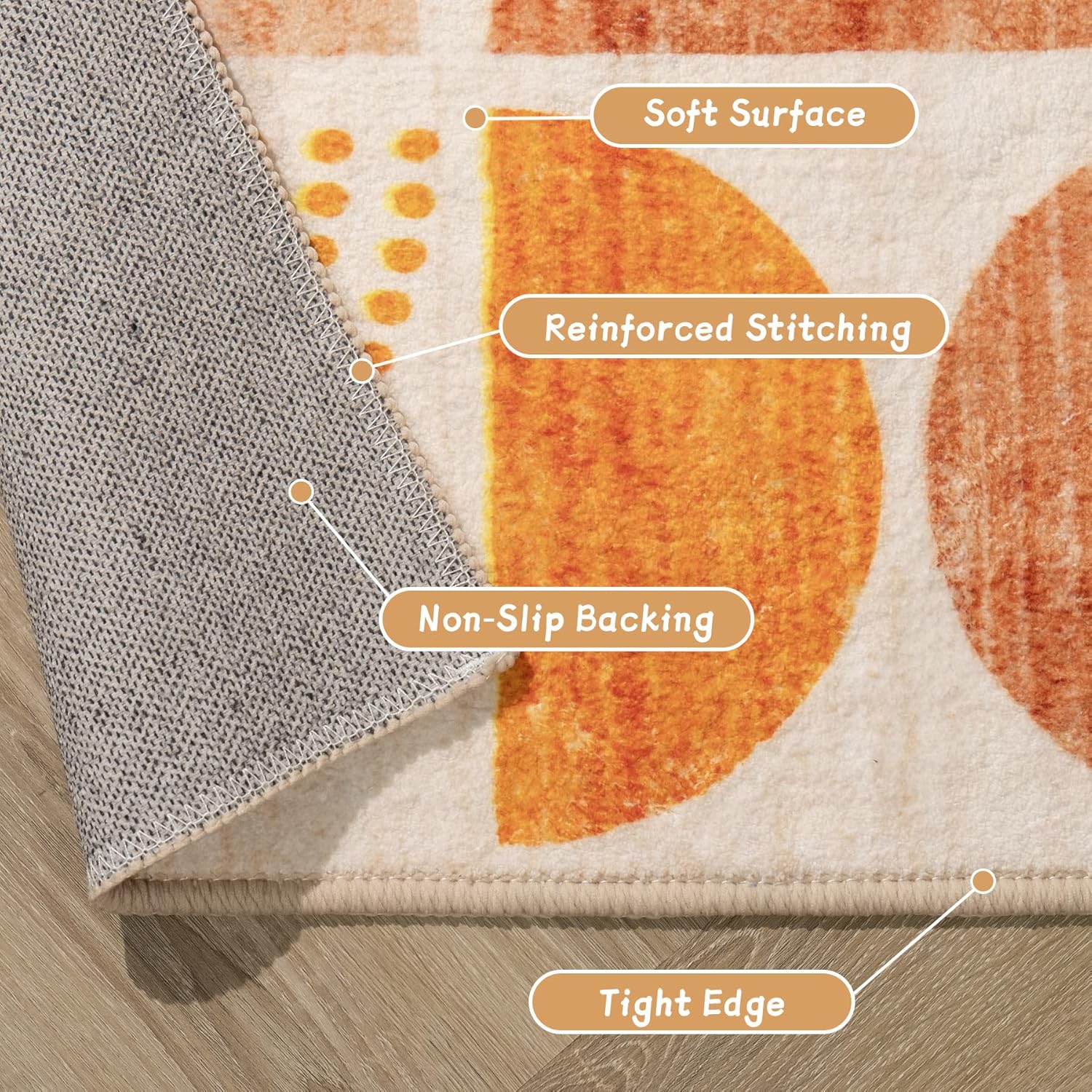 MUJOO Boho 2x3 Area Rug Washable Non Slip