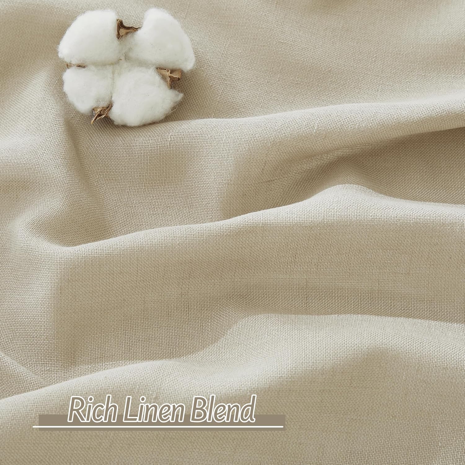 RYB HOME Taupe Sheer Curtains - Flax Linen Blend 70x84 inch 2 Pcs