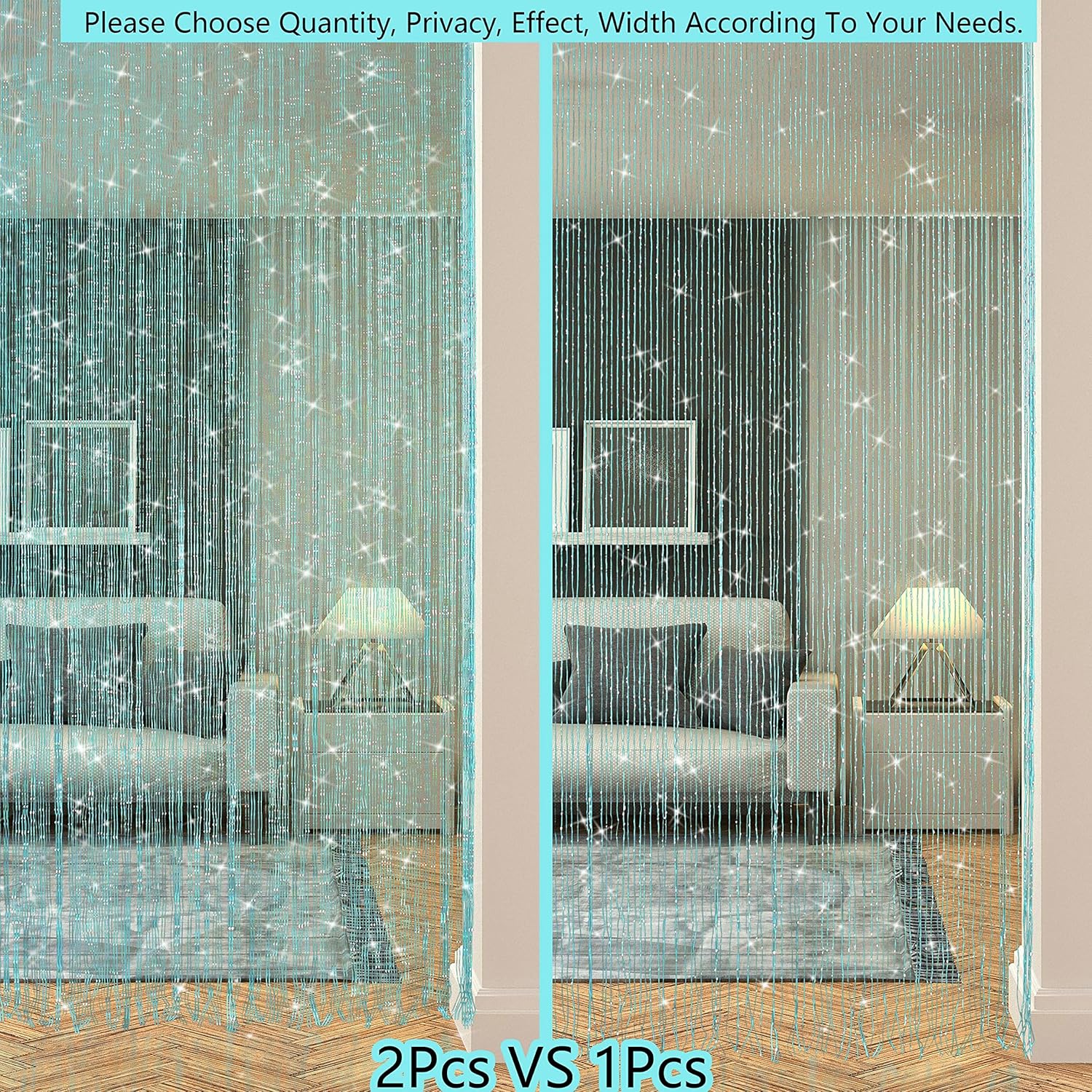 Glitter Beaded Curtain Panel for Doorways and Windows