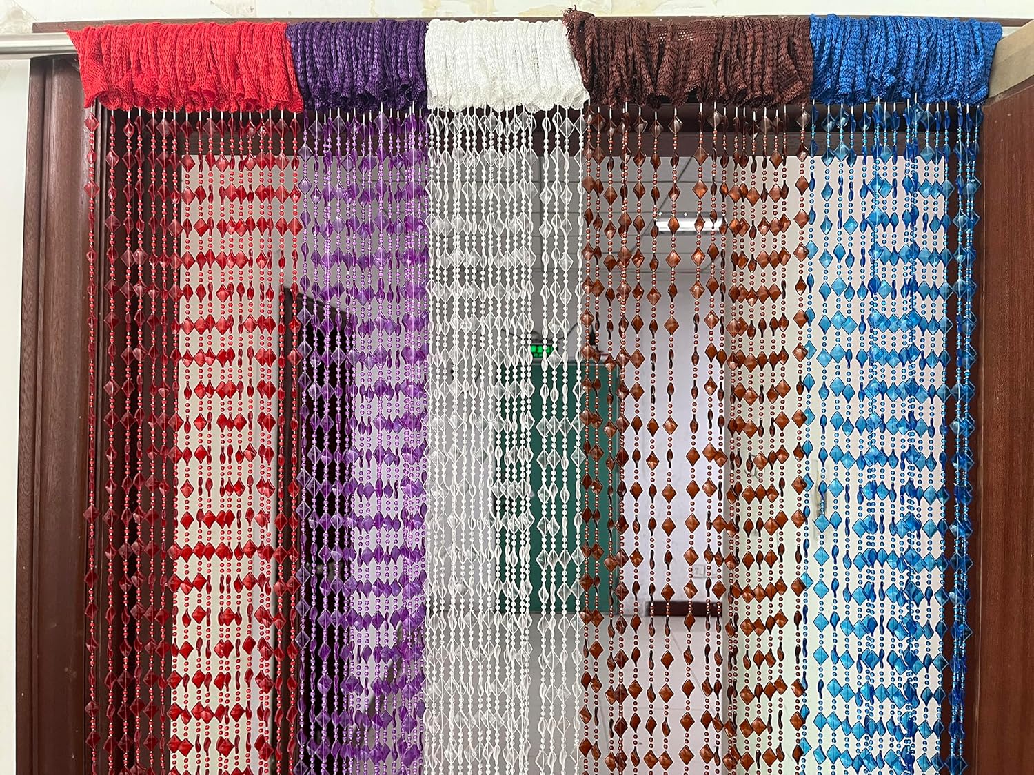 ZiDeTang Maple Leaf Beaded Curtain Panel 393x767 in Brown
