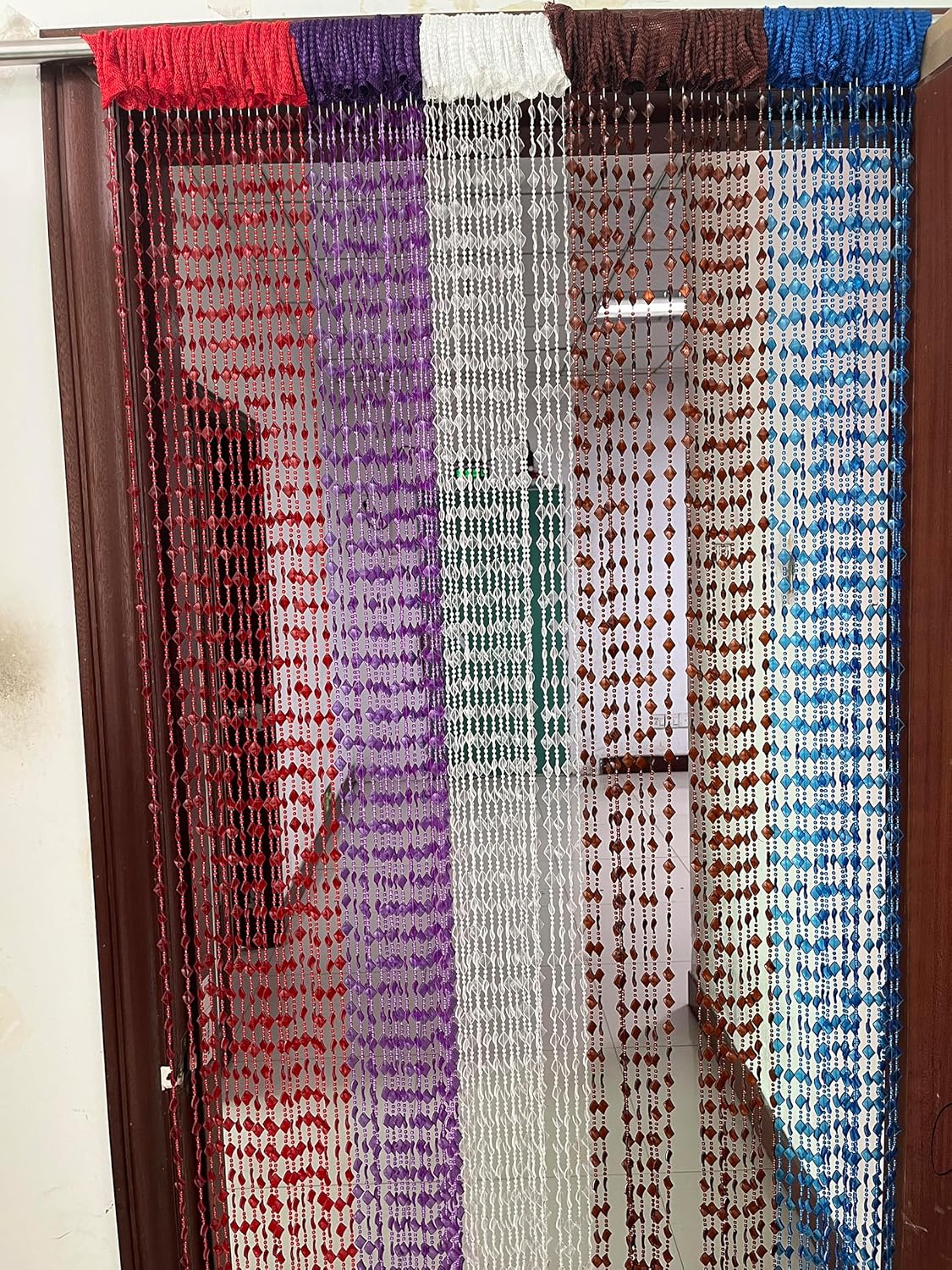 ZiDeTang Maple Leaf Beaded Curtain Panel 393x767 in Brown