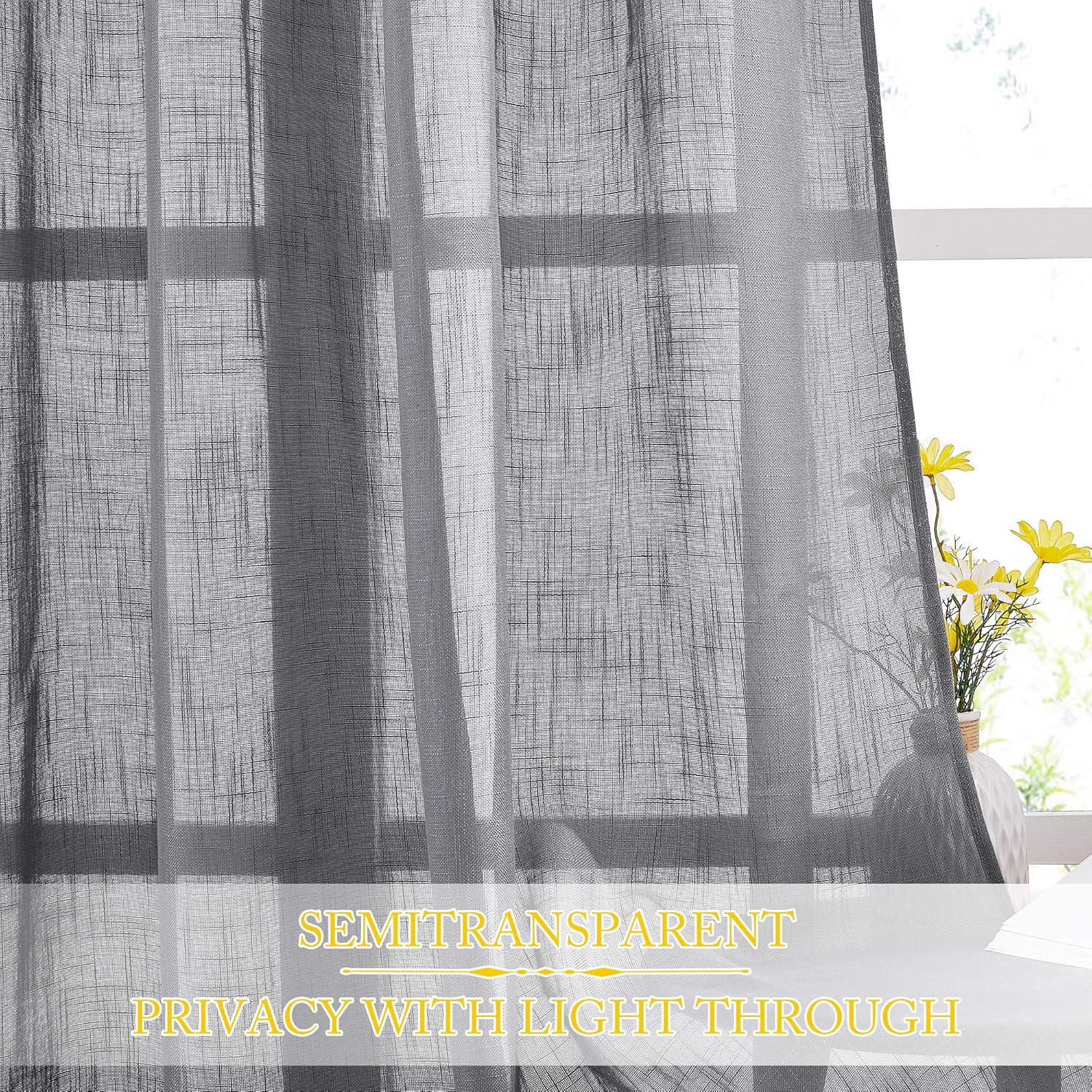 NICETOWN Linen Textured Curtain with Grommet Top