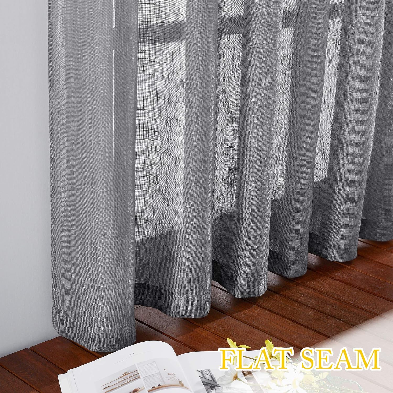 NICETOWN Linen Textured Curtain with Grommet Top